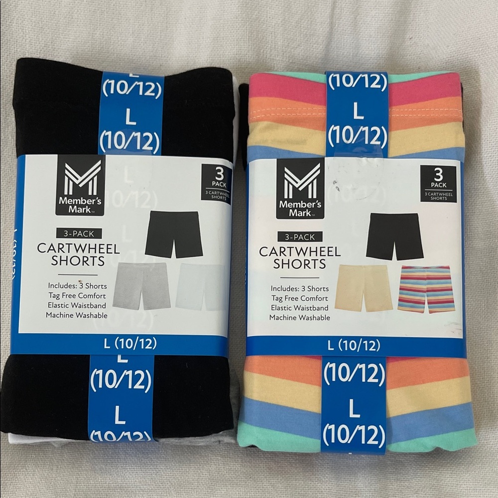 Member's Mark Kids Cartwheel Shorts 3-Pack - Black and Multicolor 2 packs of 3!
